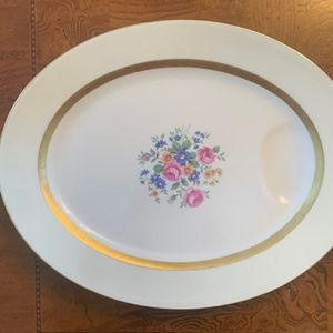 Large Haviland China Platter Vintage Floral with Gold Rim